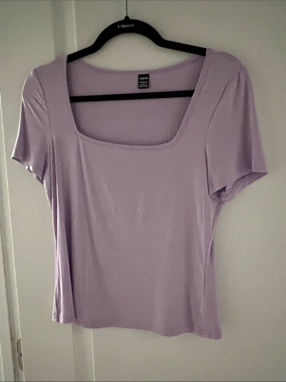 SHEIN Lilac Square Neck Short Sleeve Tee